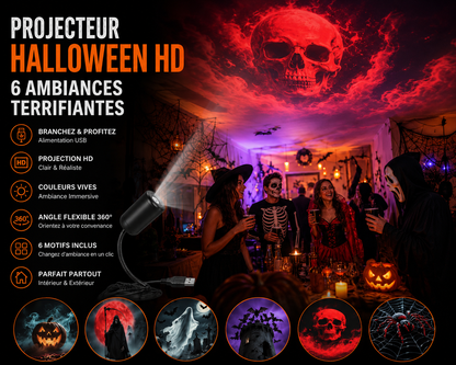 Projecteur Halloween HD – 6 Ambiances Terrifiantes