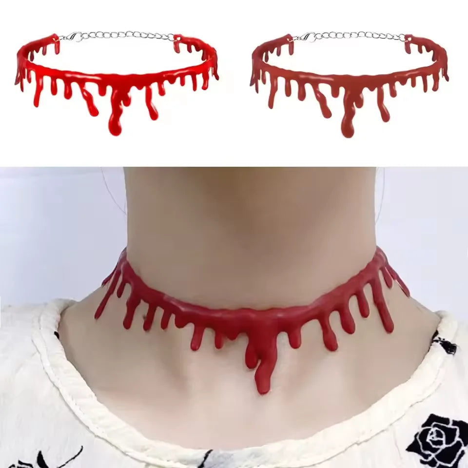 Collier goutte de sang Halloween ras du cou – vue 1