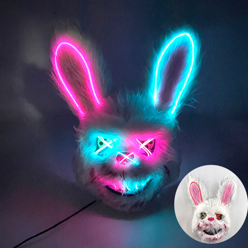 Masque lapin LED rose et bleu