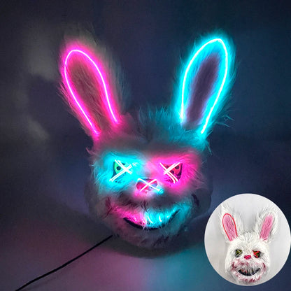 Masque lapin LED rose et bleu
