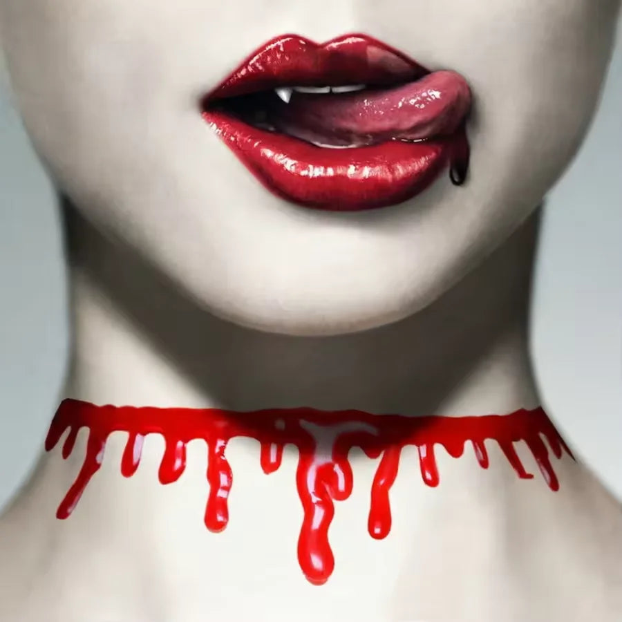 Collier goutte de sang Halloween ras du cou – vue 3