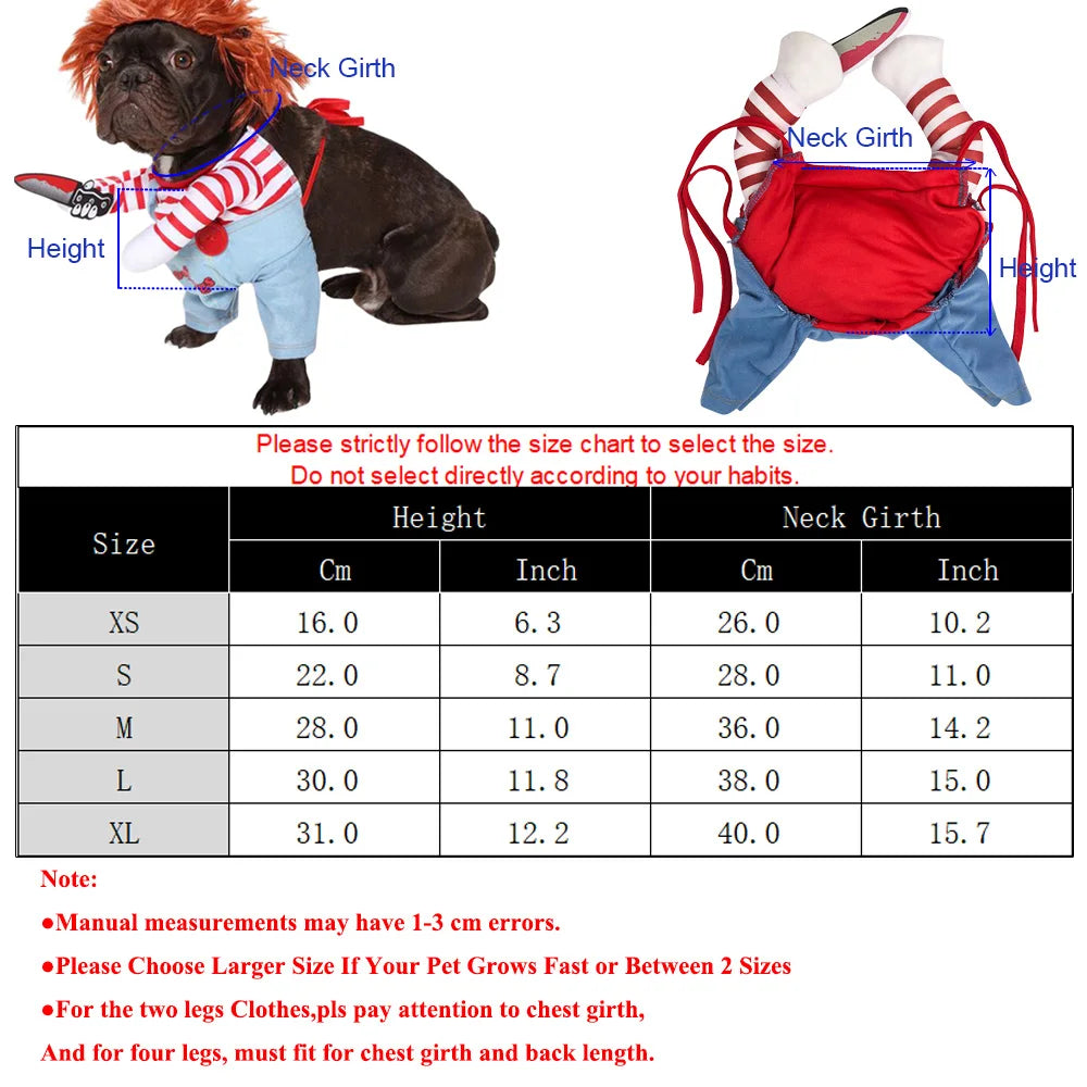 Costume Poupée d'Horreur pour Chat et Petit Chien – Avec Couteau en Mousse