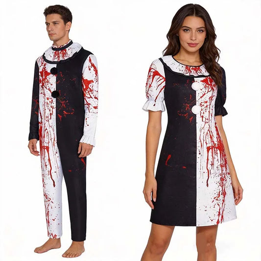 Déguisement clown sanglant Halloween homme et femme – vue 1
