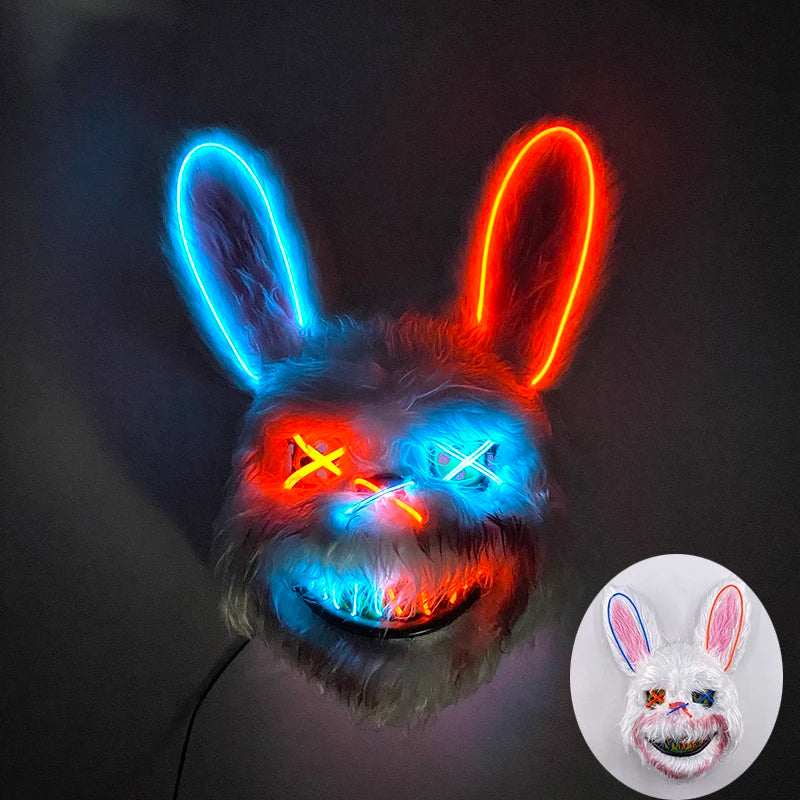 Masque lapin LED bleu et rouge