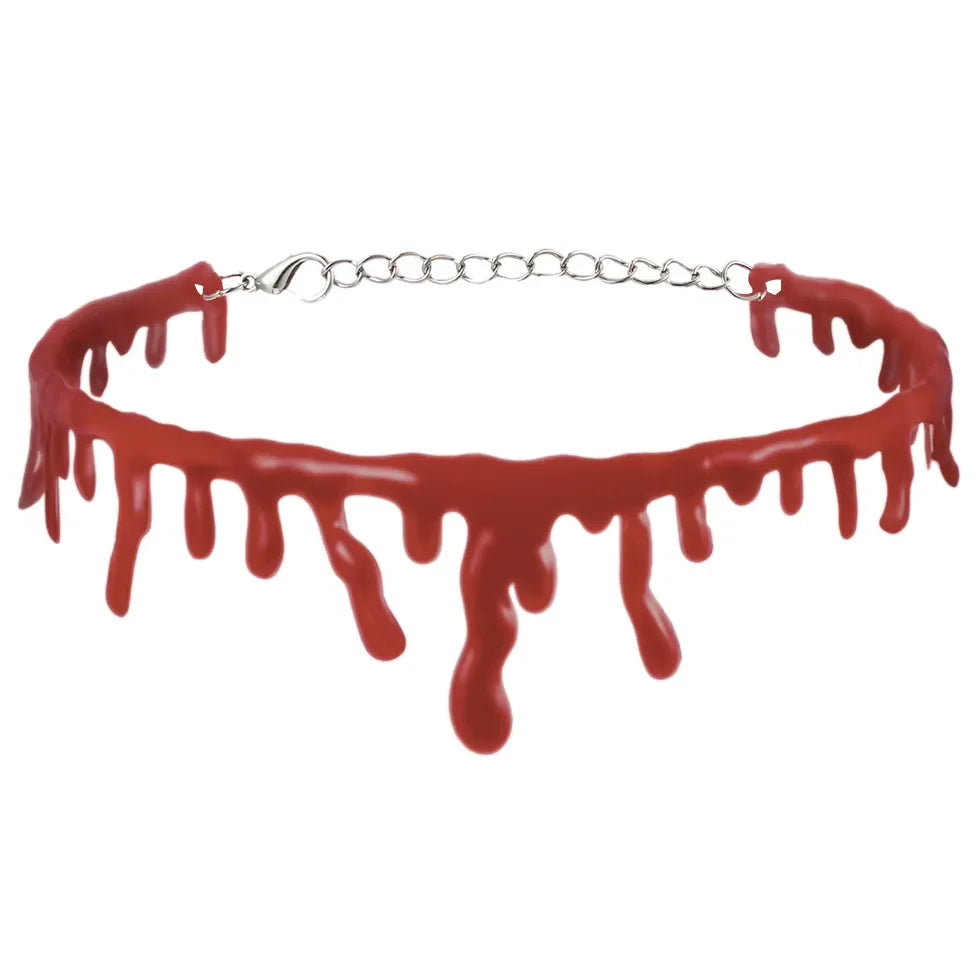 Collier goutte de sang Halloween ras du cou – vue 7