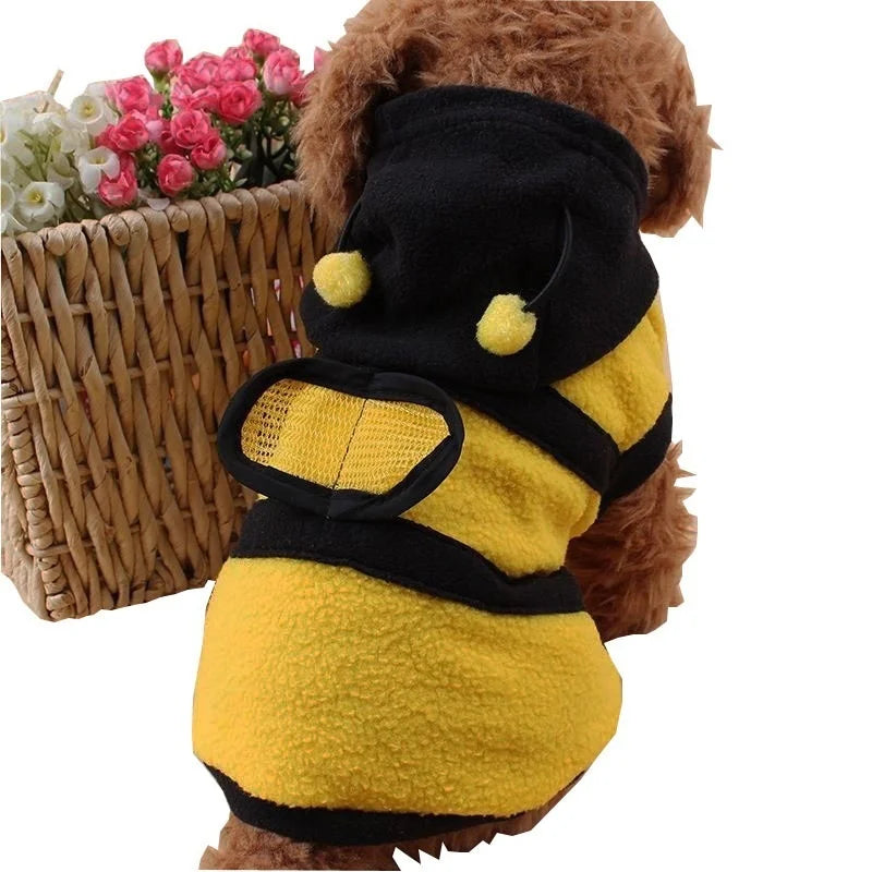 Costume abeille pour chien - vue de dos avec capuche et antennes