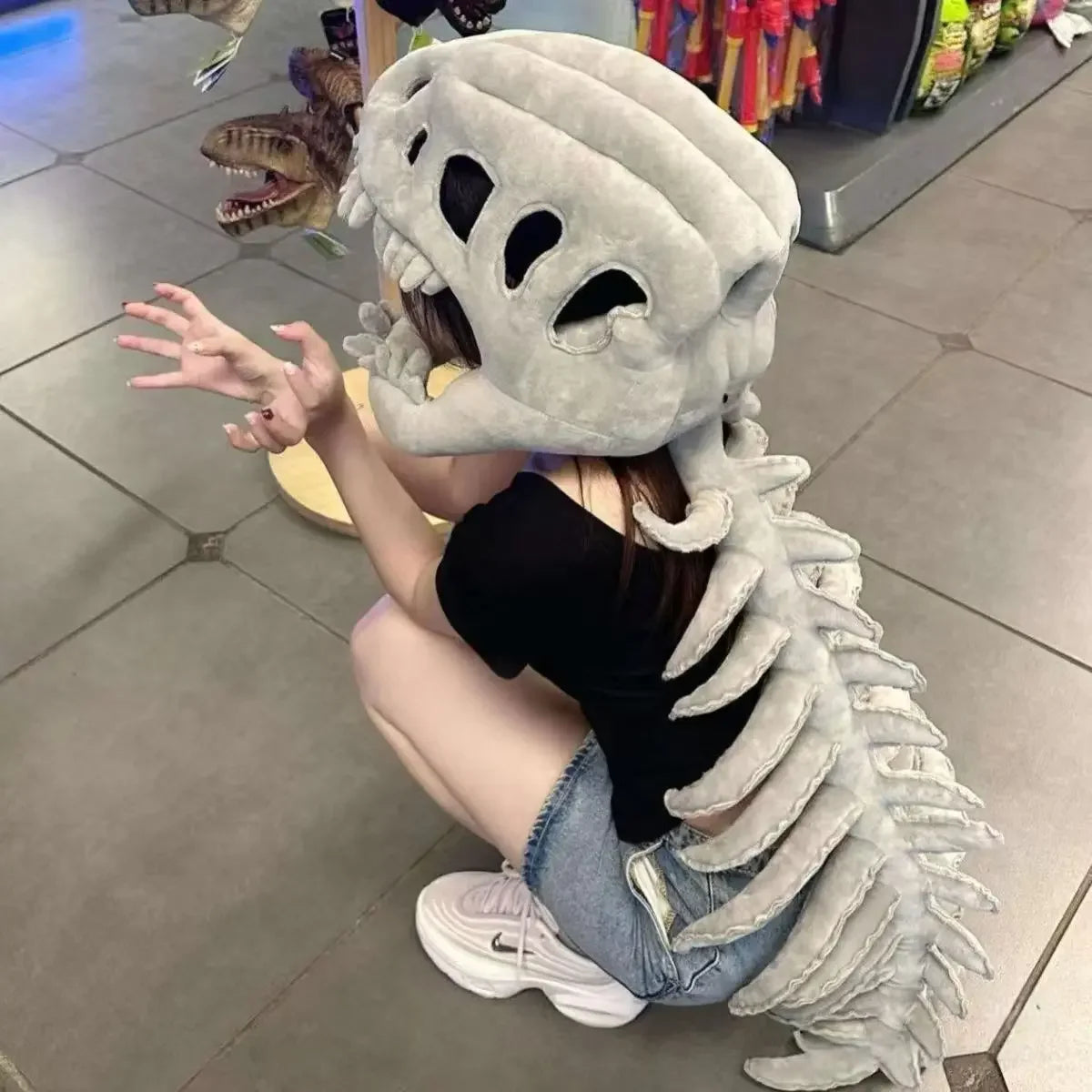 Déguisement Dinosaure Squelette en Peluche – Enfant, Adulte ou Capuche