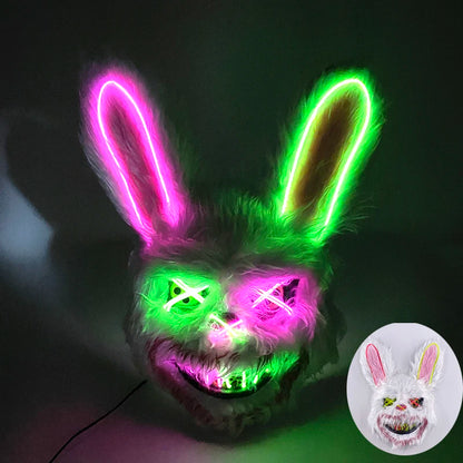 Masque lapin LED rose et vert