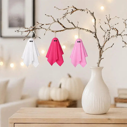Fantômes suspendus Halloween rose et blanc – vue 5