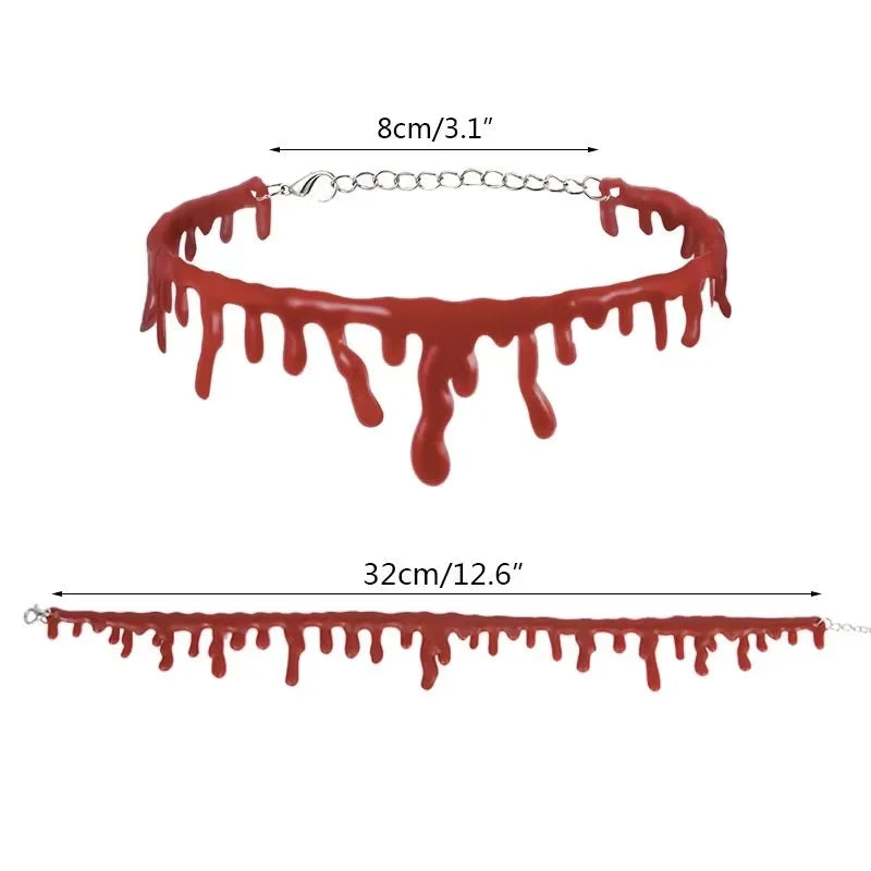 Collier goutte de sang Halloween ras du cou – vue 6