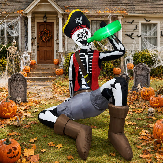 Squelette Pirate Gonflable Géant 2m – Déco Halloween Extérieure