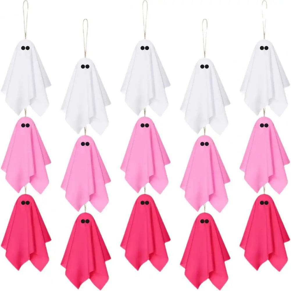 Fantômes suspendus Halloween rose et blanc – vue 7