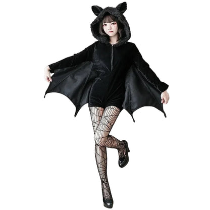 Déguisement chauve-souris noir à capuche femme – vue 1