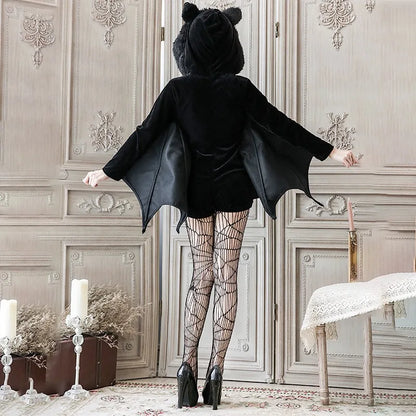 Déguisement chauve-souris noir à capuche femme – vue 2