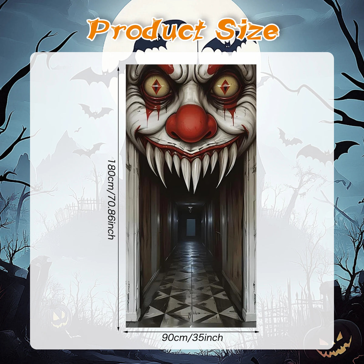 Décoration de porte Halloween clown terrifiant – vue 2