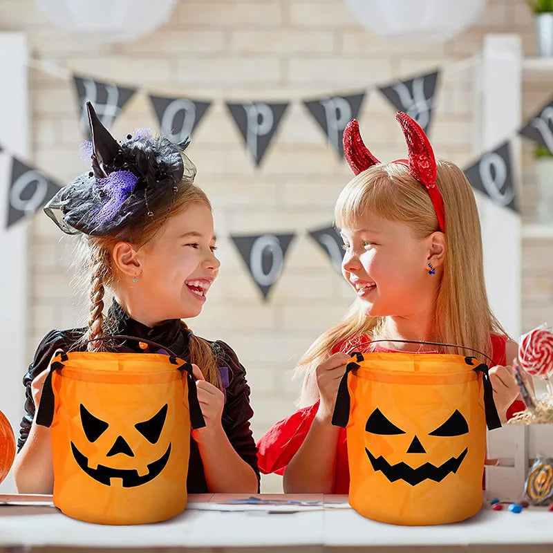 Seau à bonbons Halloween lumineux LED citrouille - vue 2