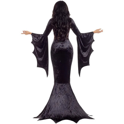 Robe gothique noire manches chauve-souris - vue de dos