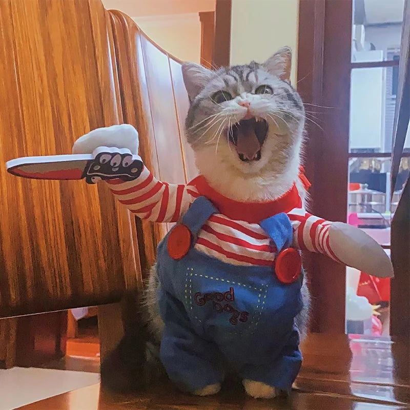 Costume Poupée d'Horreur pour Chat et Petit Chien – Avec Couteau en Mousse