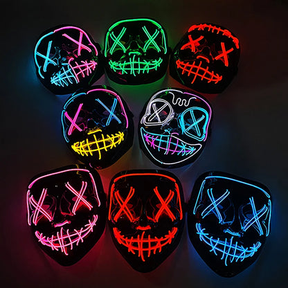 Masques LED néon Halloween - plusieurs coloris