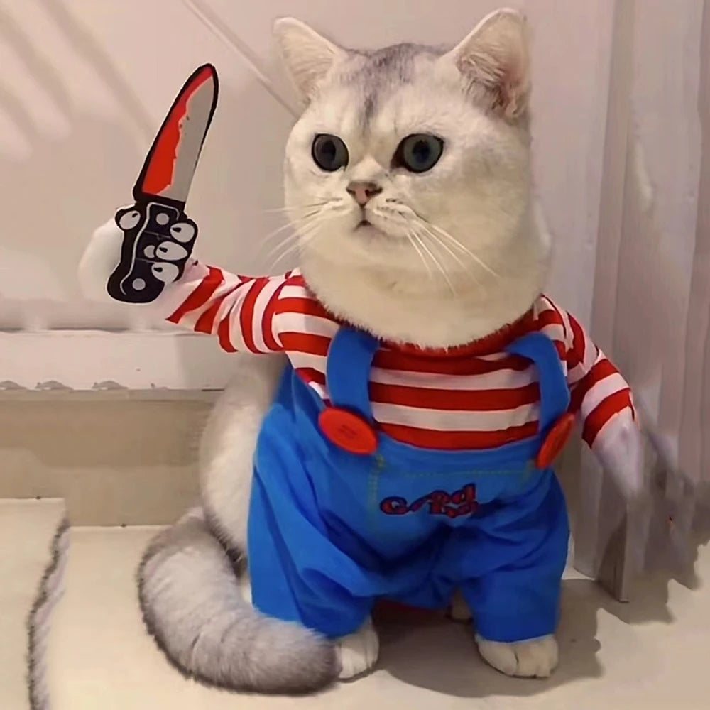 Costume Poupée d'Horreur pour Chat et Petit Chien – Avec Couteau en Mousse