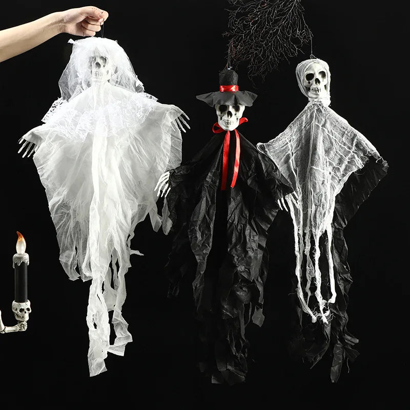 Fantôme squelette Halloween à suspendre – vue 1