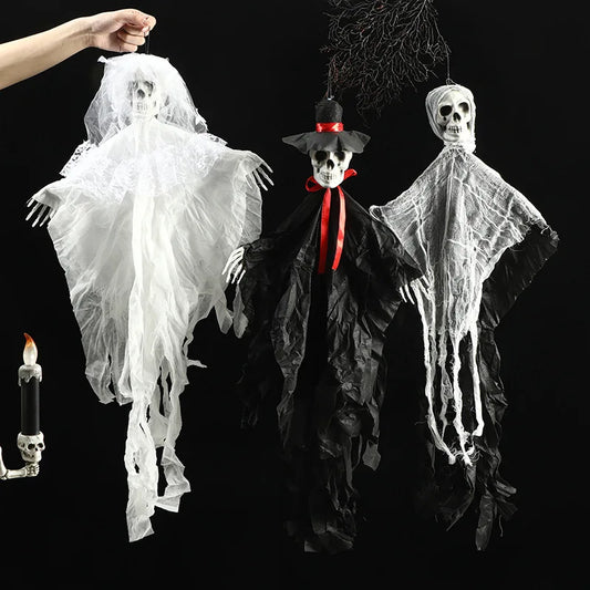 Fantôme squelette Halloween à suspendre – vue 1