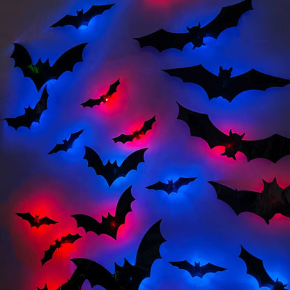 Mur de chauves-souris 3D éclairées dans le noir