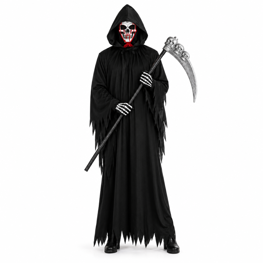 Faucheuse Halloween avec Masque Gants & Faux