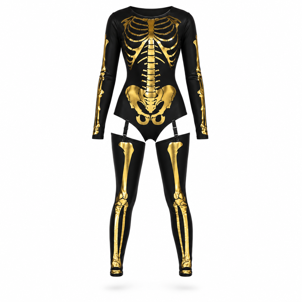 Déguisement Squelette Femme – Combinaison Moulante Halloween 5 Coloris