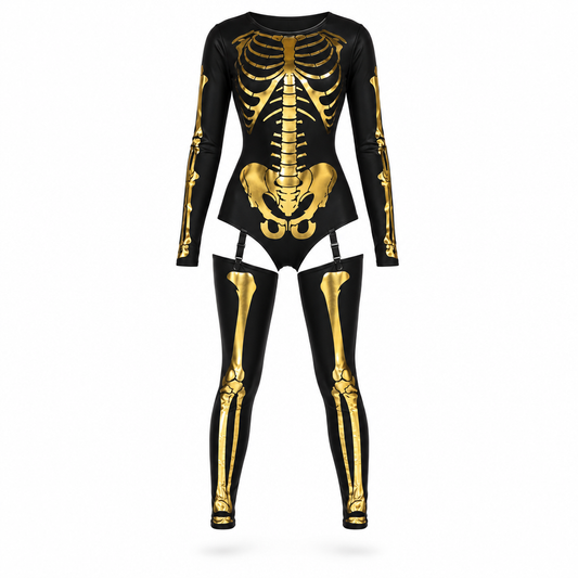 Déguisement Squelette Femme – Combinaison Moulante Halloween 5 Coloris