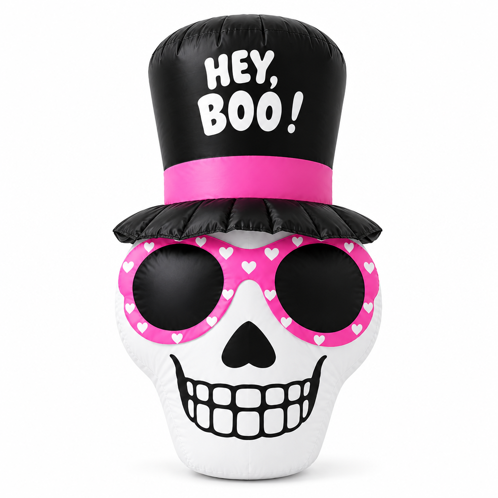 Crâne Gonflable Lumineux LED à Lunettes – Déco Halloween XXL