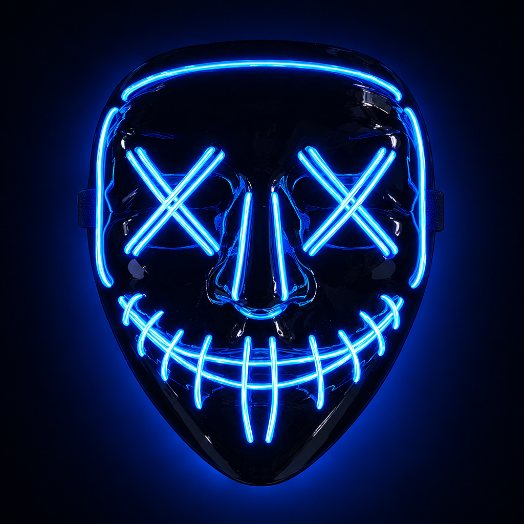 Masque LED néon bleu