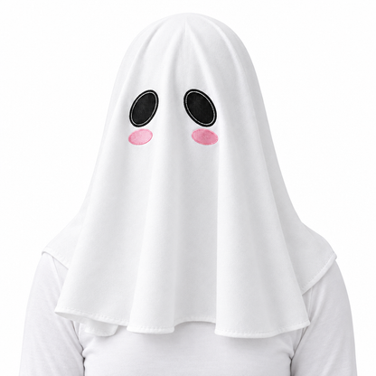 Cagoule fantôme blanche portée – fond blanc