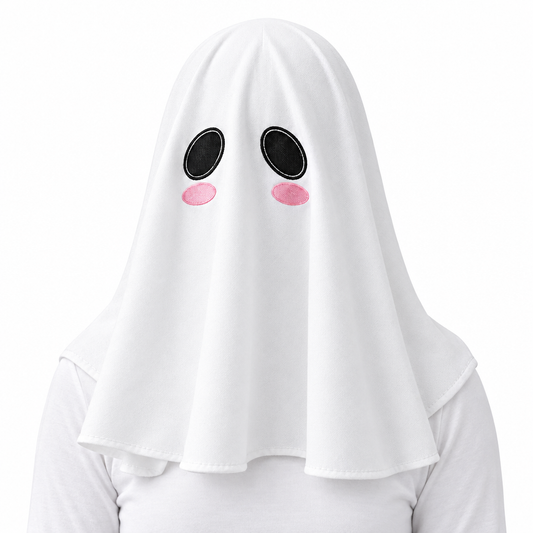 Cagoule fantôme blanche portée – fond blanc
