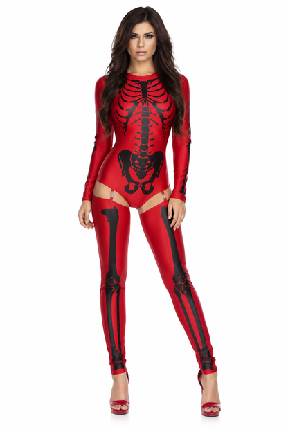 Déguisement squelette femme, combinaison Halloween – vue 5