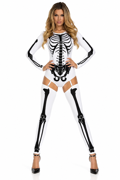 Déguisement squelette femme, combinaison Halloween – vue 2