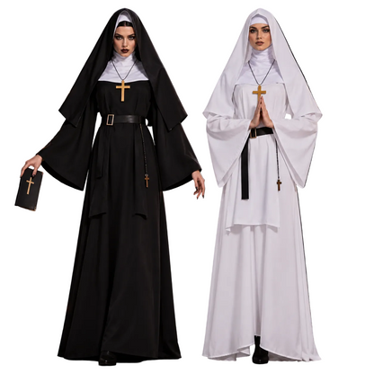Déguisement religieuse Halloween femme, costume nonne gothique – vue 1