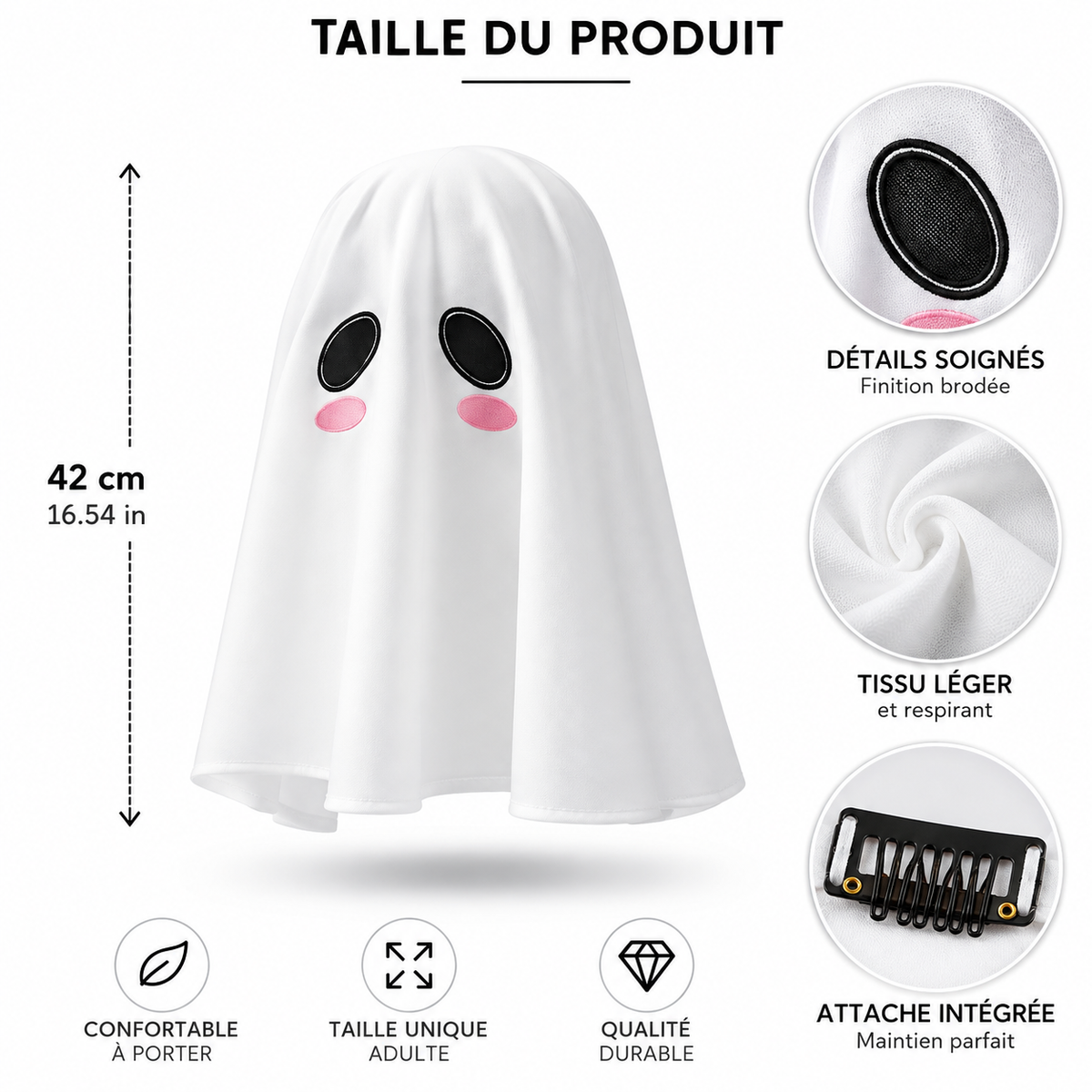 Cagoule fantôme blanche Halloween – vue 2
