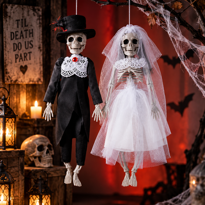 Couple de squelettes mariés Halloween – vue 1
