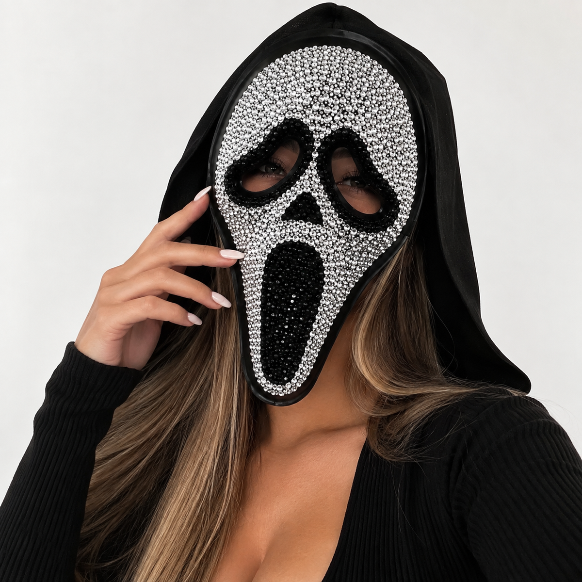 Masque Halloween en strass scintillant – vue 1