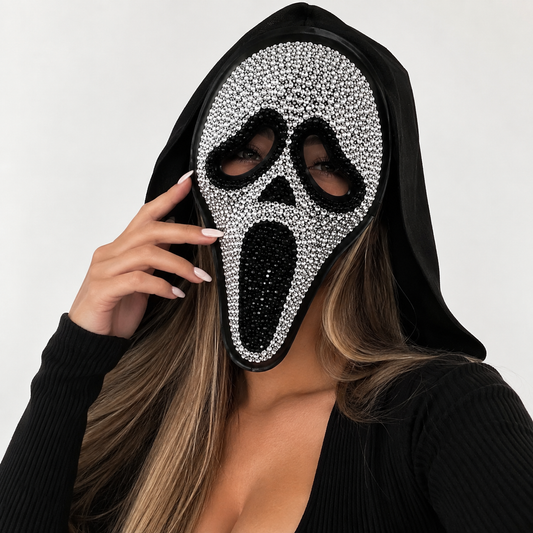 Masque Halloween en strass scintillant – vue 1