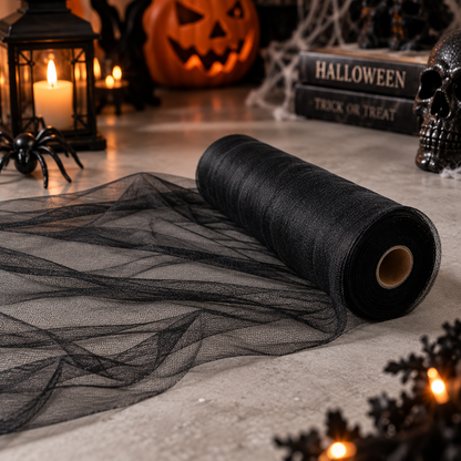 Toile légère noire Halloween, décoration sombre – vue 1