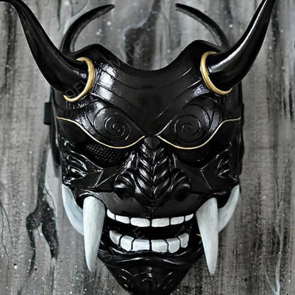 Masque démon Oni à cornes noir