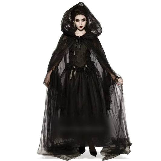Déguisement sorcière gothique femme, robe et cape – photo produit